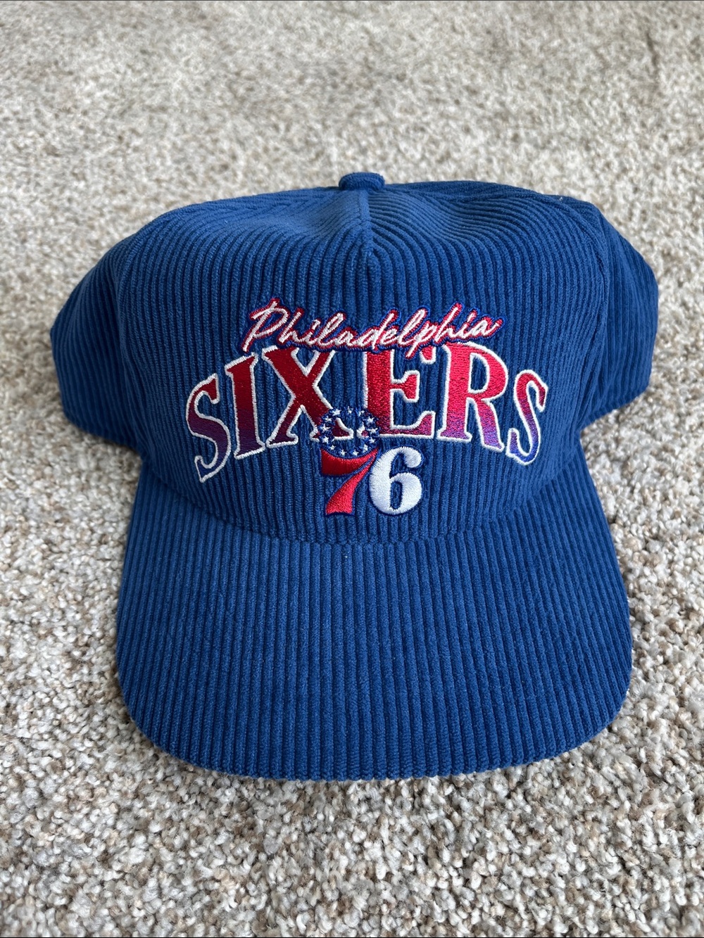 Philadelphia Sixers Blue Corduroy Snapback Hat - NBA Team Logo